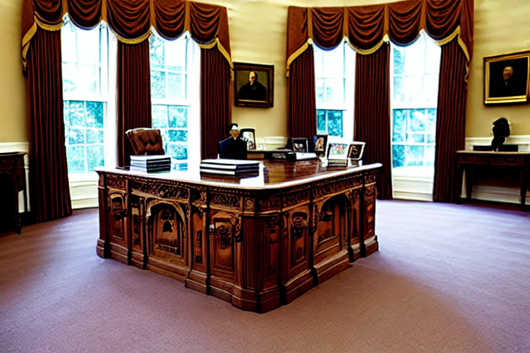 Oval Office interior with the Resolute Desk, representing White House tensions